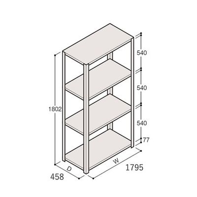 アズワン 軽量棚 ERR開放型 H1800×W1800×D450 有効棚 3段 67-5241-81 1個（直送品）