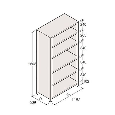 アズワン 軽量棚 ERR密閉型 H1800×W1200×D600 有効棚 5段 67-5246-63 1個（直送品）