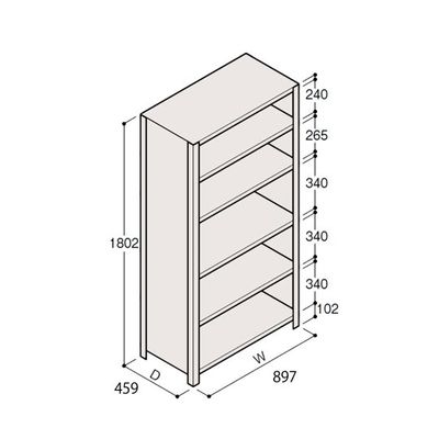 アズワン 軽量棚 ERR密閉型 H1800×W900×D450 有効棚 5段 67-5246-59 1個（直送品）
