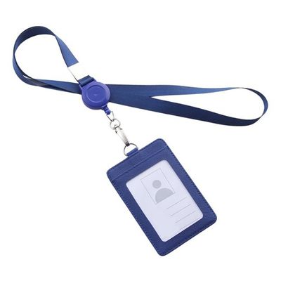 Trimate リール式平紐ネックストラップ 名刺・IDカードホルダー付き 縦型 ブルー TR-STP024-BL 1個（直送品）