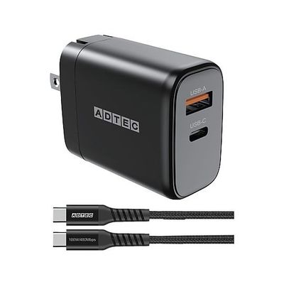 アドテック PD充電器 最大65W ブラック/2.0mTypeーC ケーブルセット APD-V065AC-WC20U2-BK 1個（直送品）