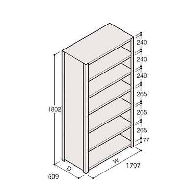 アズワン 軽量棚 ERR密閉型 H1800×W1800×D600 有効棚 6段 67-5246-81 1個（直送品）
