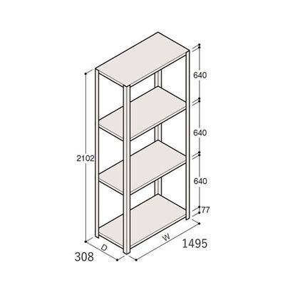 アズワン 軽量棚 ERR開放型 H2100×W1500×D300 有効棚 3段 67-5242-26 1個（直送品）