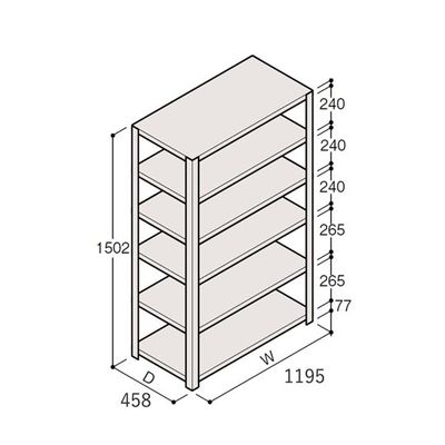 アズワン 軽量棚 ERR開放型 H1500×W1200×D450 有効棚 5段 67-5241-63 1個（直送品）