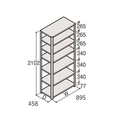 アズワン 軽量棚 ERR開放型 H2100×W900×D450 有効棚 6段 67-5242-57 1個（直送品）