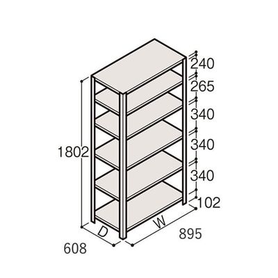 アズワン 軽量棚 ERR開放型 H1800×W900×D600 有効棚 5段 67-5241-97 1個（直送品）
