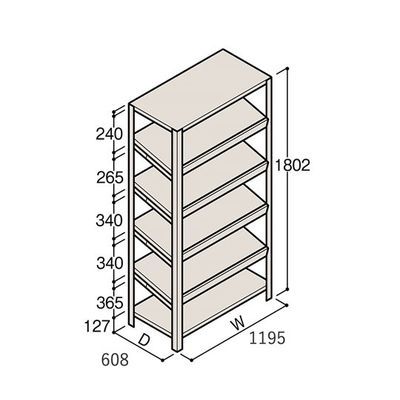 アズワン 軽量棚 ERR傾斜型 H1800×W1200×D600 有効棚 5段 67-5245-18 1個（直送品）