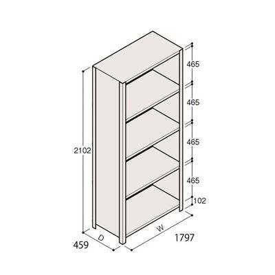 アズワン 軽量棚 ERR密閉型 H2100×W1800×D450 有効棚 4段 67-5247-05 1個（直送品）