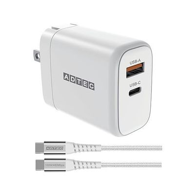 アドテック PD充電器 最大65W ホワイト/2.0mTypeーC ケーブルセット APD-V065AC-WC20U2-WH 1個（直送品）