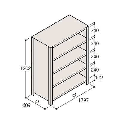 アズワン 軽量棚 ERR密閉型 H1200×W1800×D600 有効棚 4段 67-5245-96 1個（直送品）
