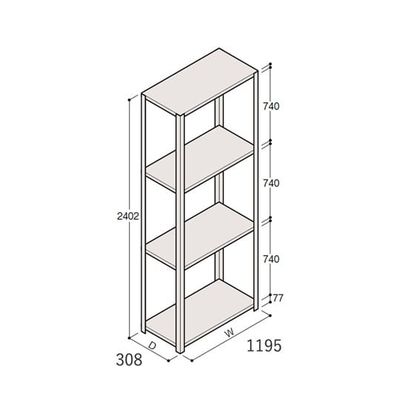 アズワン 軽量棚 ERR開放型 H2400×W1200×D300 有効棚 3段 67-5242-71 1個（直送品）