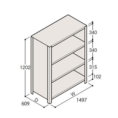 アズワン 軽量棚 ERR密閉型 H1200×W1500×D600 有効棚 3段 67-5245-81 1個（直送品）