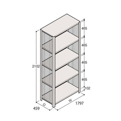 アズワン 軽量棚 ERR金網型 H2100×W1800×D450 有効棚 4段 67-5244-48 1個（直送品）