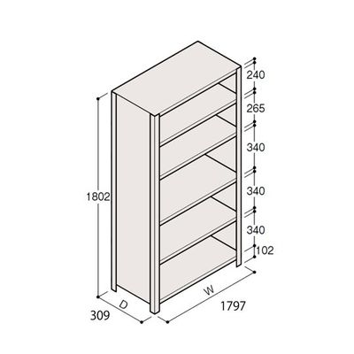 アズワン 軽量棚 ERR密閉型 H1800×W1800×D300 有効棚 5段 67-5246-67 1個（直送品）