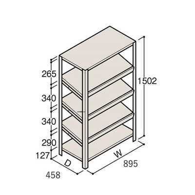 アズワン 軽量棚 ERR傾斜型 H1500×W900×D450 有効棚 4段 67-5244-90 1個（直送品）