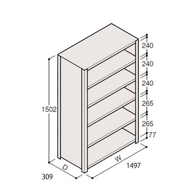 アズワン 軽量棚 ERR密閉型 H1500×W1500×D300 有効棚 5段 67-5246-28 1個（直送品）
