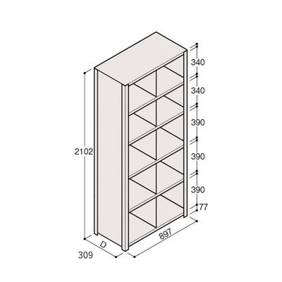 アズワン 軽量棚 ERR仕切型 H2100×W900 ×D300 有効棚 5段 2分割 67-5245-61 1個（直送品）