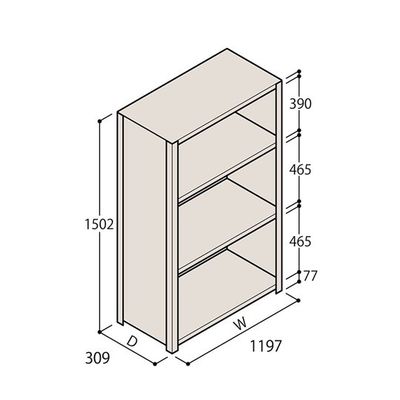 アズワン 軽量棚 ERR密閉型 H1500×W1200×D300 有効棚 3段 67-5246-01 1個（直送品）