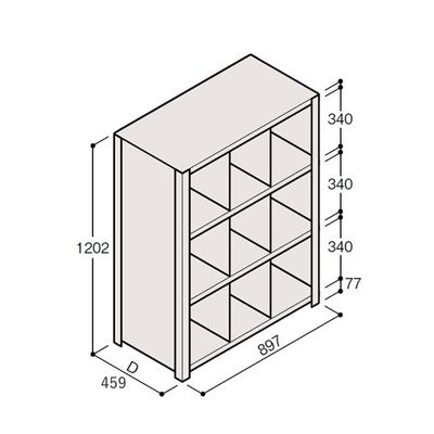 アズワン 軽量棚 ERR仕切型 H1200×W900 ×D450 有効棚 3段 3分割 67-5245-26 1個（直送品）