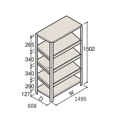 アズワン 軽量棚 ERR傾斜型 H1500×W1500×D600 有効棚 4段 67-5244-95 1個（直送品）