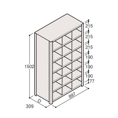 アズワン 軽量棚 ERR仕切型 H1500×W900 ×D300 有効棚 6段 3分割 67-5245-44 1個（直送品）