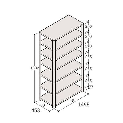 アズワン 軽量棚 ERR開放型 H1800×W1500×D450 有効棚 6段 67-5242-15 1個（直送品）