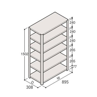 アズワン 軽量棚 ERR開放型 H1500×W900×D300 有効棚 5段 67-5241-59 1個（直送品）