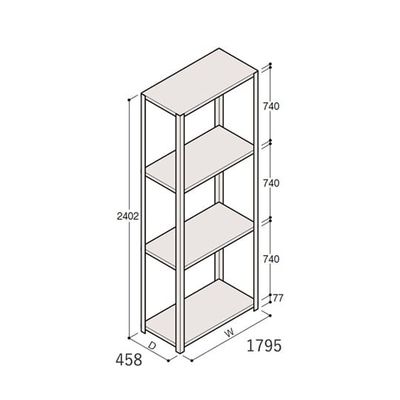 アズワン 軽量棚 ERR開放型 H2400×W1800×D450 有効棚 3段 67-5242-78 1個（直送品）