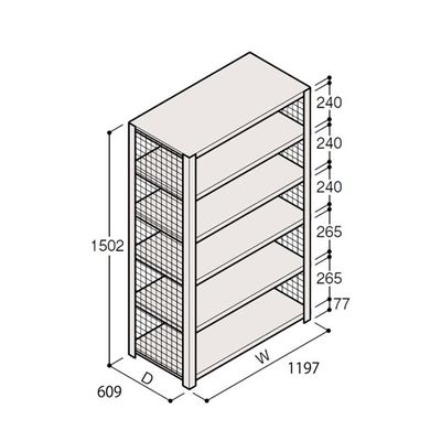 アズワン 軽量棚 ERR金網型 H1500×W1200×D600 有効棚 5段 67-5243-70 1個（直送品）