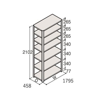 アズワン 軽量棚 ERR開放型 H2100×W1800×D450 有効棚 6段 67-5242-66 1個（直送品）
