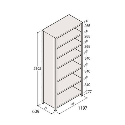 アズワン 軽量棚 ERR密閉型 H2100×W1200×D600 有効棚 6段 67-5247-24 1個（直送品）