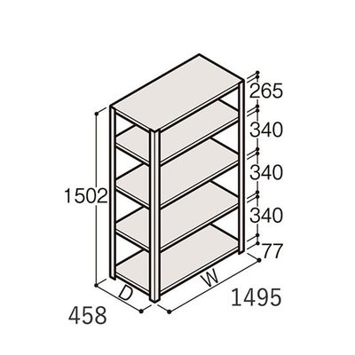 アズワン 軽量棚 ERR開放型 H1500×W1500×D450 有効棚 4段 67-5241-54 1個（直送品）
