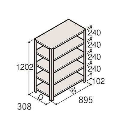 アズワン 軽量棚 ERR開放型 H1200×W900×D300 有効棚 4段 67-5241-23 1個（直送品）