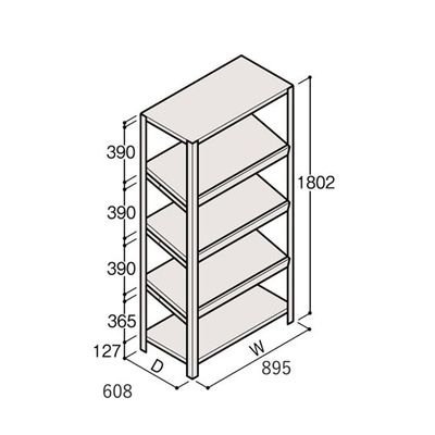 アズワン 軽量棚 ERR傾斜型 H1800×W900×D600 有効棚 4段 67-5245-08 1個（直送品）