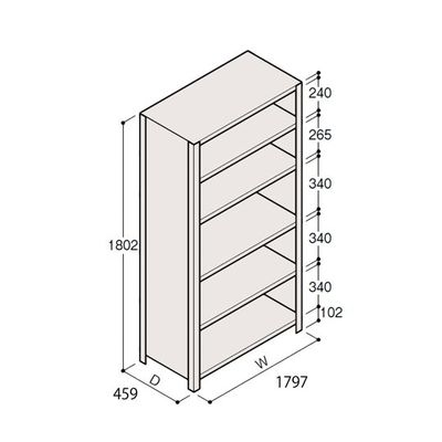 アズワン 軽量棚 ERR密閉型 H1800×W1800×D450 有効棚 5段 67-5246-68 1個（直送品）