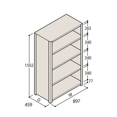 アズワン 軽量棚 ERR密閉型 H1500×W900×D450 有効棚 4段 67-5246-11 1個（直送品）
