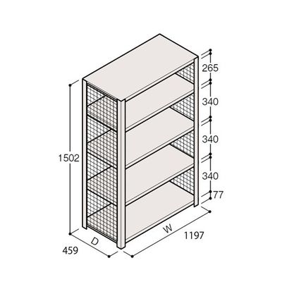 アズワン 軽量棚 ERR金網型 H1500×W1200×D450 有効棚 4段 67-5243-57 1個（直送品）