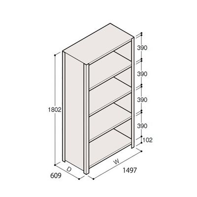 アズワン 軽量棚 ERR密閉型 H1800×W1500×D600 有効棚 4段 67-5246-54 1個（直送品）