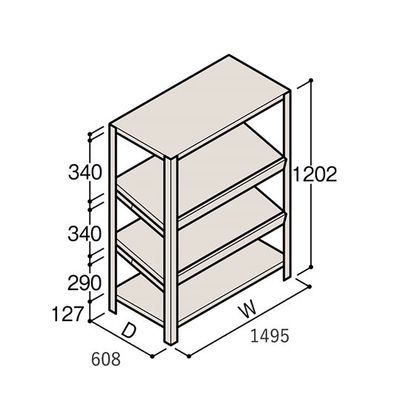 アズワン 軽量棚 ERR傾斜型 H1200×W1500×D600 有効棚 3段 67-5244-79 1個（直送品）