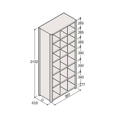 アズワン 軽量棚 ERR仕切型 H2100×W900 ×D450 有効棚 6段 3分割 67-5245-68 1個（直送品）
