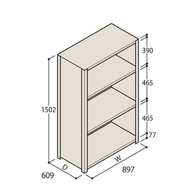 アズワン 軽量棚 ERR密閉型 H1500×W900×D600 有効棚 3段 67-5245-99 1個（直送品）