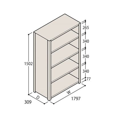 アズワン 軽量棚 ERR密閉型 H1500×W1800×D300 有効棚 4段 67-5246-19 1個（直送品）