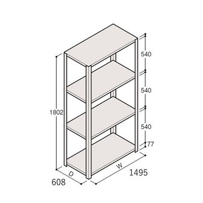アズワン 軽量棚 ERR開放型 H1800×W1500×D600 有効棚 3段 67-5241-79 1個（直送品）