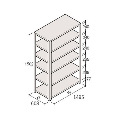 アズワン 軽量棚 ERR開放型 H1500×W1500×D600 有効棚 5段 67-5241-67 1個（直送品）