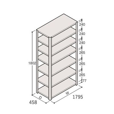 アズワン 軽量棚 ERR開放型 H1800×W1800×D450 有効棚 6段 67-5242-18 1個（直送品）
