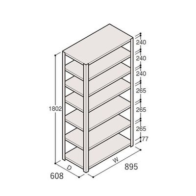 アズワン 軽量棚 ERR開放型 H1800×W900×D600 有効棚 6段 67-5242-10 1個（直送品）