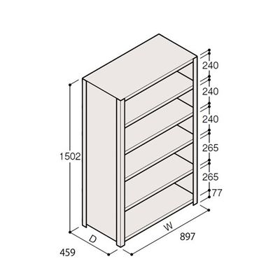 アズワン 軽量棚 ERR密閉型 H1500×W900×D450 有効棚 5段 67-5246-23 1個（直送品）