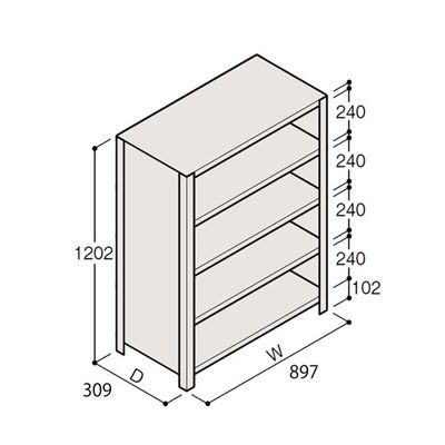 アズワン 軽量棚 ERR密閉型 H1200×W900×D300 有効棚 4段 67-5245-85 1個（直送品）