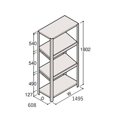 アズワン 軽量棚 ERR傾斜型 H1800×W1500×D600 有効棚 3段 67-5245-04 1個（直送品）