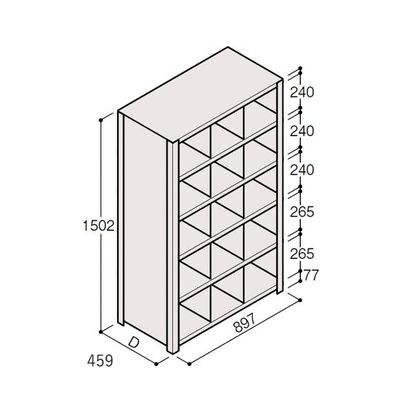 アズワン 軽量棚 ERR仕切型 H1500×W900 ×D450 有効棚 5段 3分割 67-5245-42 1個（直送品）